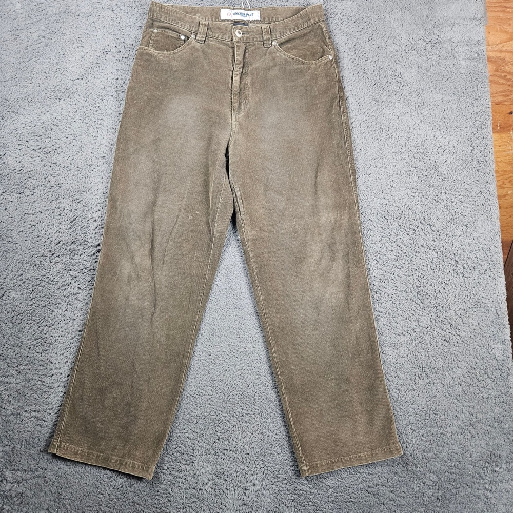 Anchor Blue Corduroy Pants Men's 34x30 Brown‎ Casual Straight Leg Trousers